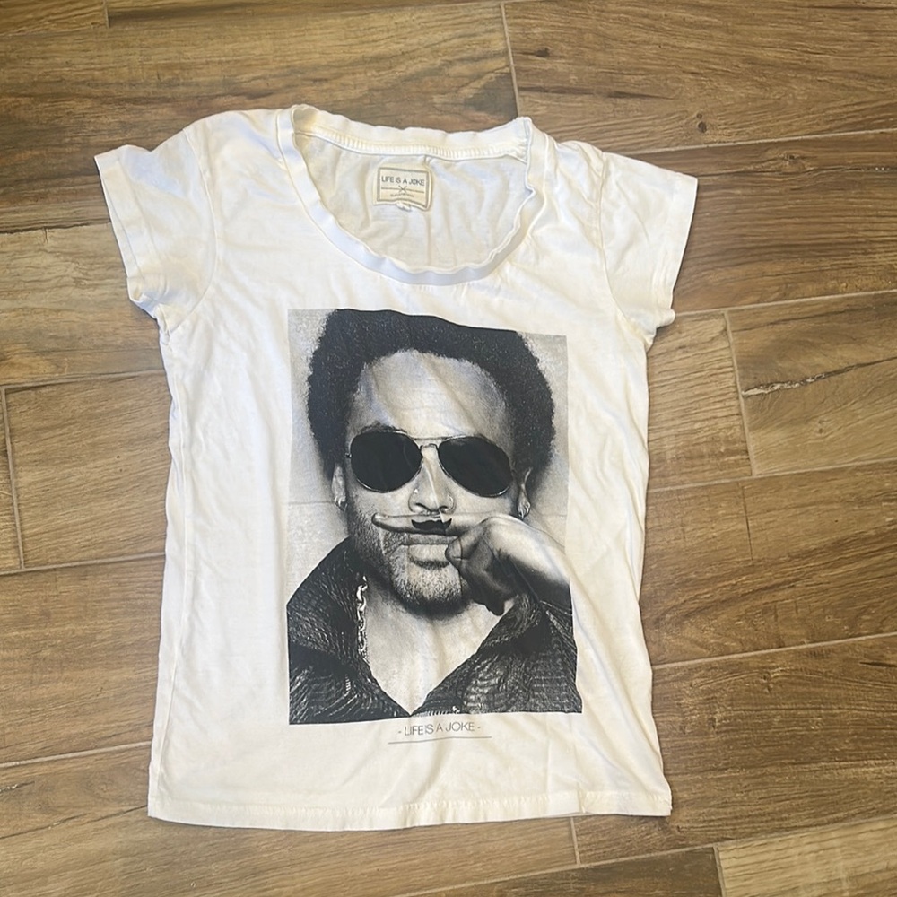Lenny Kravitz/Eleven Paris White Graphic Tee - Short Sleeve
